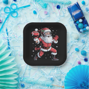 Santa Playing American Football Christmas  Paper Plates