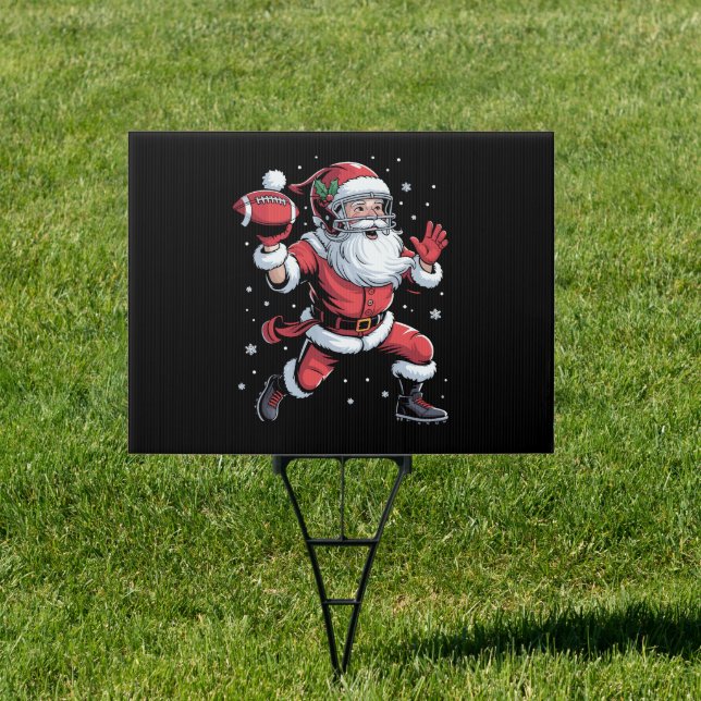 Santa Playing American Football Christmas  Sign (Insitu)
