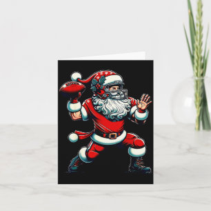 Santa Playing American Football Christmas Women Me Card