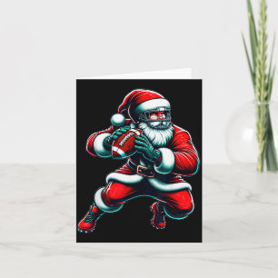 Santa Playing American Football Christmas Women Me Card