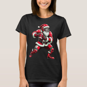 Santa Playing American Football Christmas Women Me T-Shirt