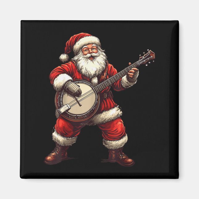 Santa Playing Banjo Funny Banjo Player Bluegr Chri Magnet (Front)