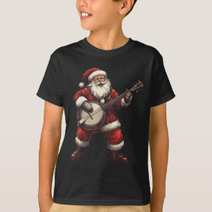 Santa Playing Banjo Funny Banjo Player Bluegr Chri T-Shirt