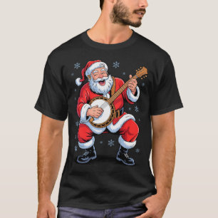 Santa Playing Banjo Funny Holiday Christmas Xmas P T-Shirt