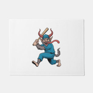 Santa Playing Baseball Christmas Baseball Player  Doormat