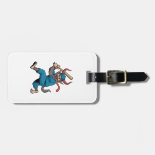Santa Playing Baseball Christmas Baseball Player  Luggage Tag