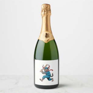 Santa Playing Baseball Christmas Baseball Player Sparkling Wine Label