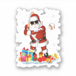 Santa Playing Baseball Cool Christmas Santa Baseba Sticker
