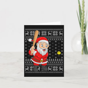 Santa Playing Baseball Softball Ugly Christmas Swe Card