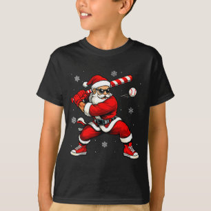 Santa Playing Baseball Xmas Funny Christmas Baseba T-Shirt