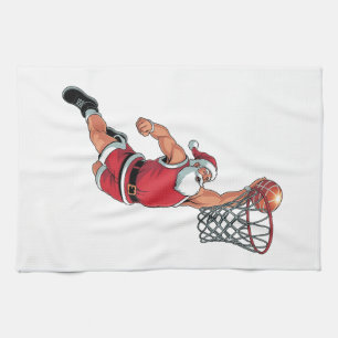 Santa Playing Basketball Christmas Sport Lovers Kitchen Towel