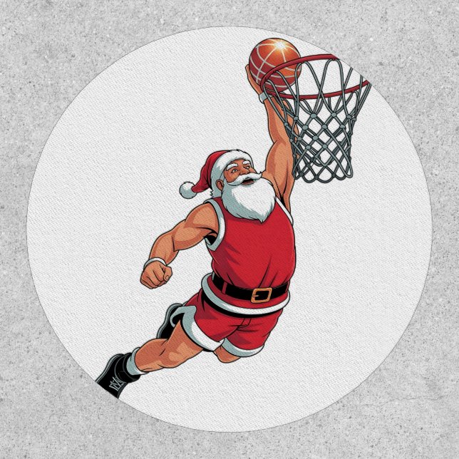 Santa Playing Basketball Christmas Sport Lovers  Patch (Front)