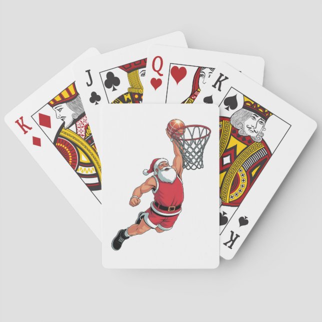 Santa Playing Basketball Christmas Sport Lovers  Poker Cards (Back)