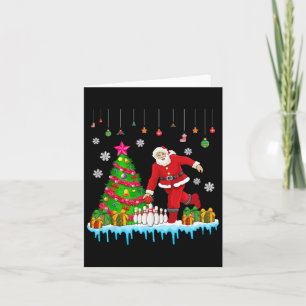 Santa Playing Bowling Christmas Tree Funny Player Card