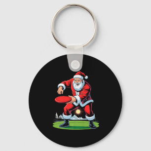 Santa Playing Disc Golf Funny Holiday Christmas Xm Keychain