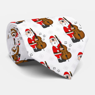 Santa Playing Double Bass Christmas Bassist Neck Tie