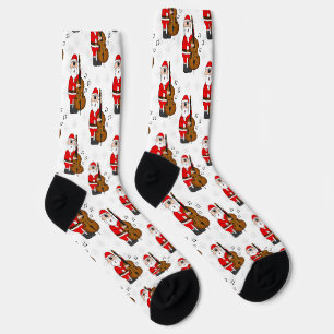 Santa Playing Double Bass Christmas Bassist Socks