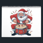 Santa Playing Drums Christmas Drummer Xmas  Calendar<br><div class="desc">"rocking Santa,  holiday drum solo,  festive percussion,  jingle bell beats,  Christmas drummer,  sleigh bell rhythm,  metal Santa,  parade band cheer,  drum kit joy,  percussion party"</div>