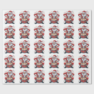 Santa Playing Drums Christmas Drummer Xmas  Wrapping Paper