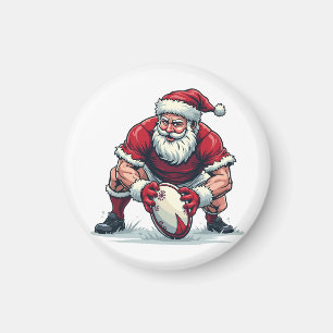 Santa Playing Football Fantasy Christmas Player Magnet