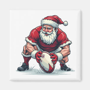 Santa Playing Football Fantasy Christmas Player Magnet