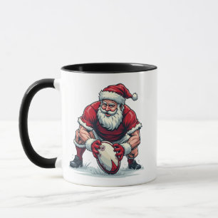 Santa Playing Football Fantasy Christmas Player Mug