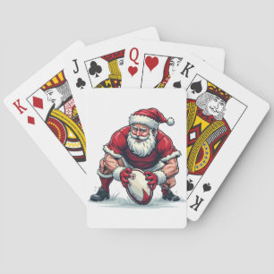 Santa Playing Football Fantasy Christmas Player Poker Cards