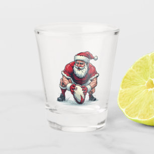 Santa Playing Football Fantasy Christmas Player Shot Glass