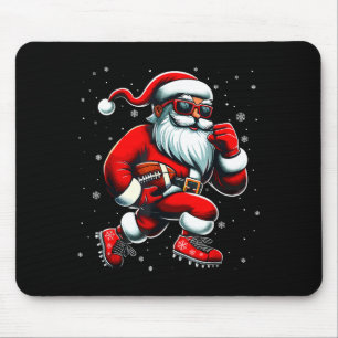 Santa Playing Football Men Boys Christmas Football Mouse Pad