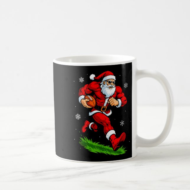 Santa Playing Football Xmas Funny Christmas Footba Coffee Mug (Right)