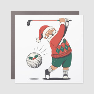 Santa Playing Golf Christmas Player Golfer Car Magnet