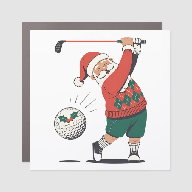 Santa Playing Golf Christmas Player Golfer  Car Magnet (Front)