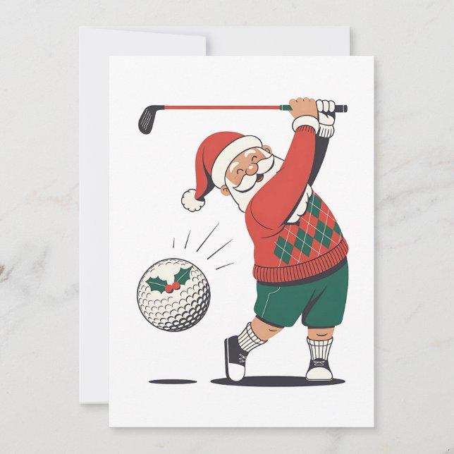 Santa Playing Golf Christmas Player Golfer  Invitation (Front)