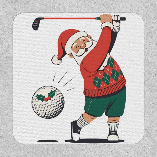 Santa Playing Golf Christmas Player Golfer  Patch (Front)
