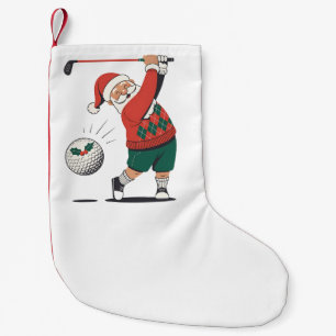 Santa Playing Golf Christmas Player Golfer Small Christmas Stocking