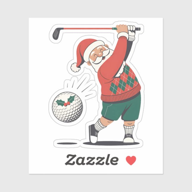Santa Playing Golf Christmas Player Golfer  Sticker (Sheet)