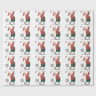 Santa Playing Golf Christmas Player Golfer  Wrapping Paper