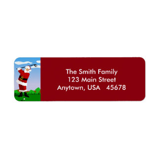 Santa Playing Golf Label