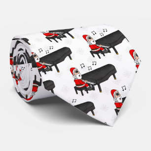 Santa Playing Grand Piano Christmas Pianist Neck Tie