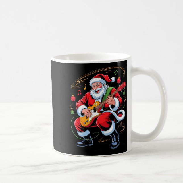 Santa Playing Guitar Funny Holiday Christmas Xmas  Coffee Mug (Right)