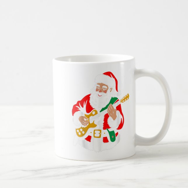 Santa Playing Guitar Rock Xmas Vibes Funny Christm Coffee Mug (Right)