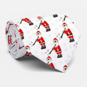 Santa Playing Oboe Christmas Oboist Musician Neck Tie