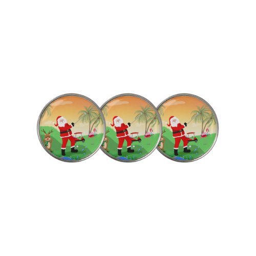 Santa Playing Out Of Water Hazard In Florida Golf Golf Ball Marker