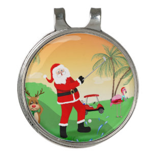 Santa Playing Out Of Water Hazard In Florida Golf Golf Hat Clip