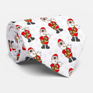 Santa Playing Saxophone Jazz Musician Christmas Neck Tie