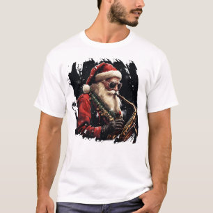 Santa Playing Saxophone Xmas gift idea T-Shirt