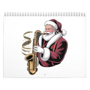 Santa Playing Saxophone Xmas Musician Saxophonist  Calendar