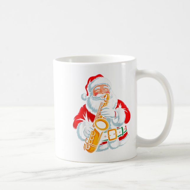 Santa Playing Saxophone Xmas Vibes Funny Christmas Coffee Mug (Right)