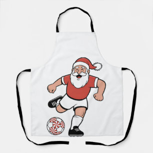Santa Playing Soccer Christmas Player Sport  Apron