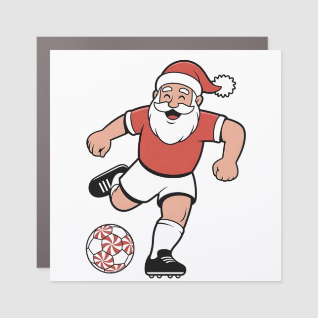 Santa Playing Soccer Christmas Player Sport  Car Magnet (Front)